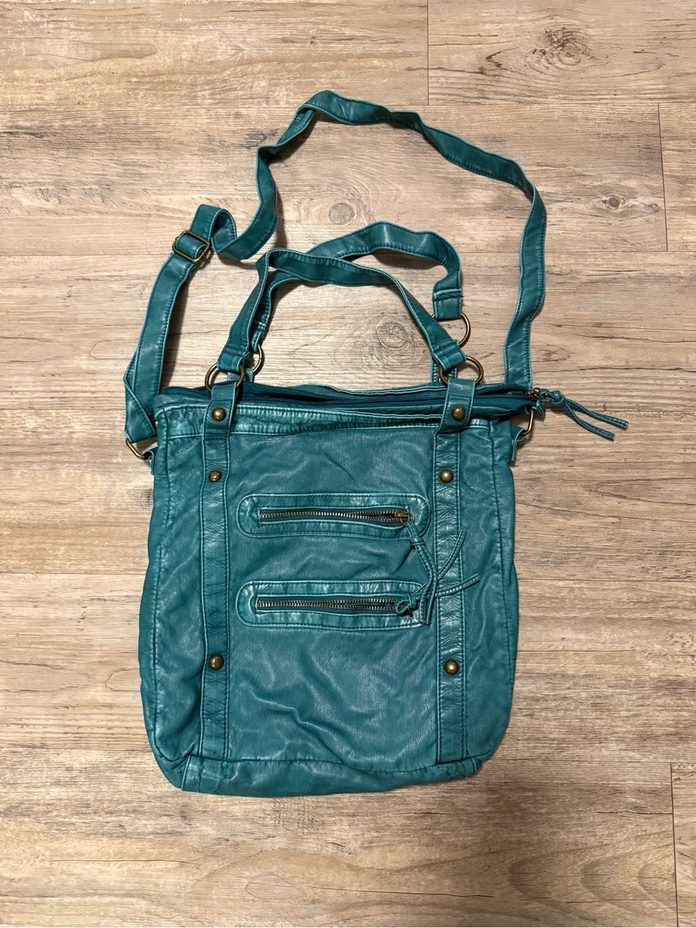Maurices Teal Shoulder/Crossbody Bag with Zipper Accents